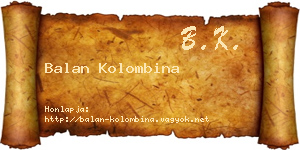 Balan Kolombina névjegykártya